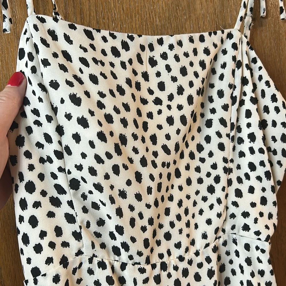 GB Medium Juniors Strappy White Cream Polka Dot Dress Mini Dress - Picture 4 of 16